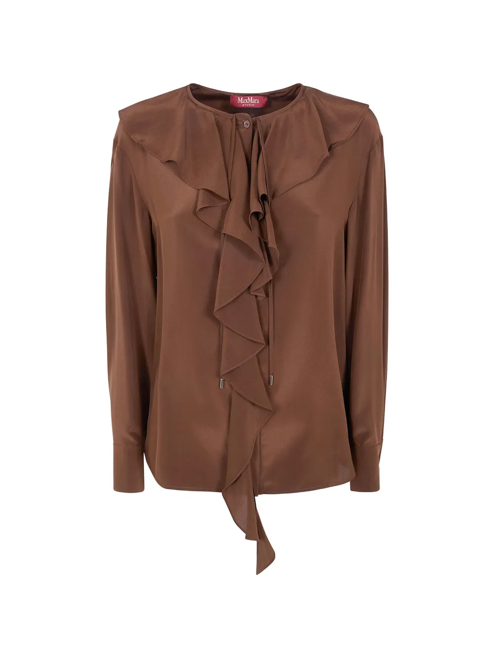 Max Mara ruffled silk blouse - Marrone