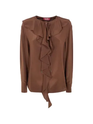 Max Mara ボウタイ シルクブラウス | ブラウン | FARFETCH JP