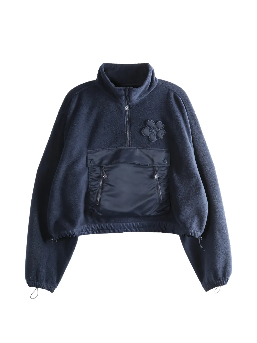 Cecilie Bahnsen flower-appliqué half-zip sweatshirt - Blu