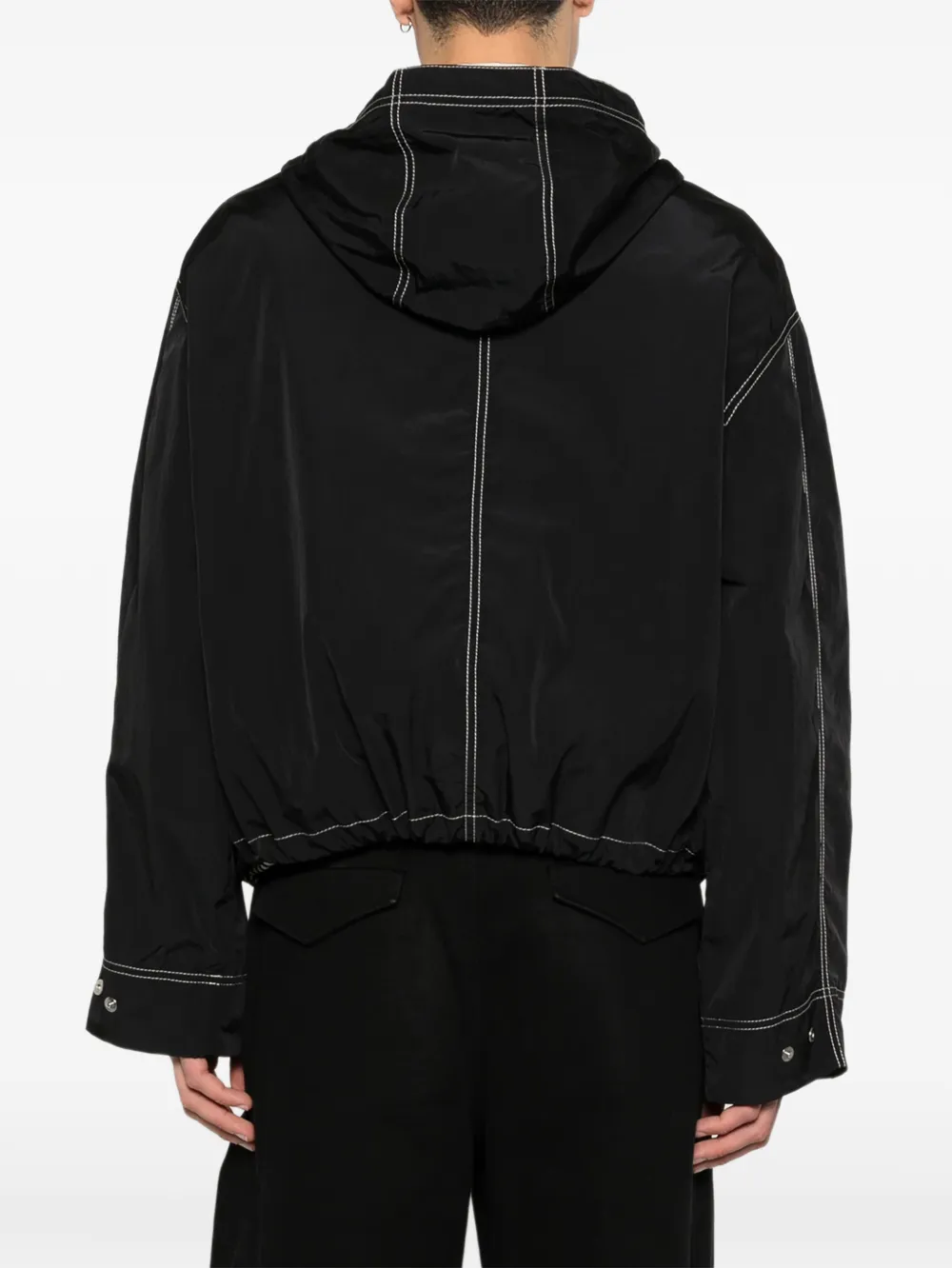 AMI Paris Jack met capuchon en contrasterende stiksels Zwart