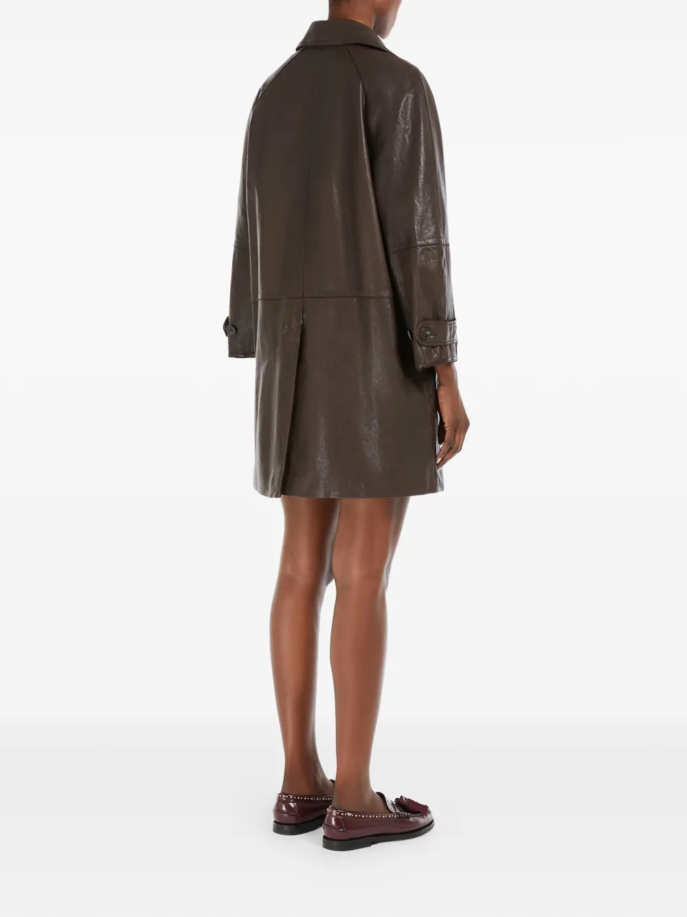  Weekend Max Mara Camino Leather Coat - Brown 