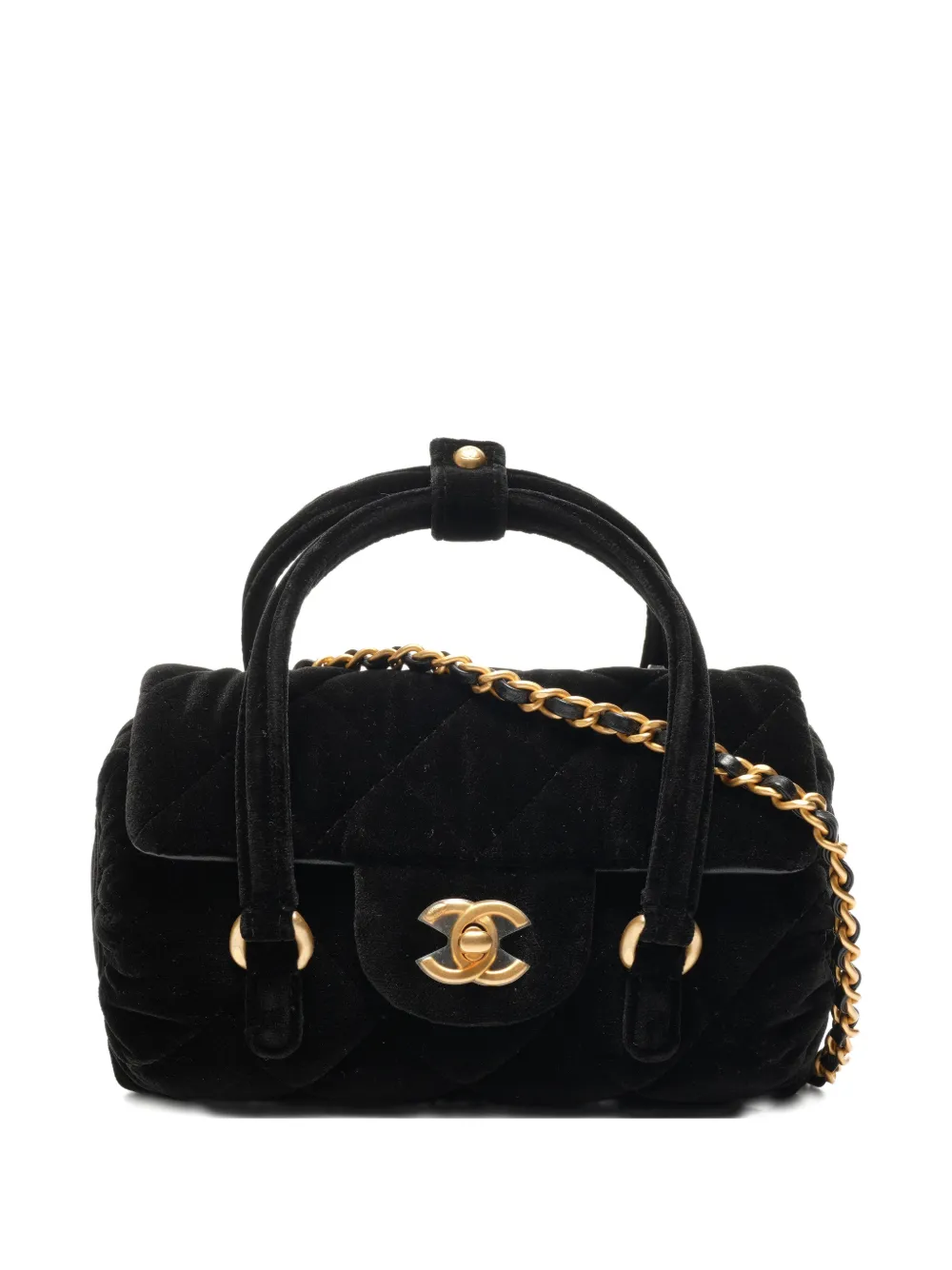 CHANEL Pre-Owned 2022-2025 chain quilted mini boston shoulderbag - Nero