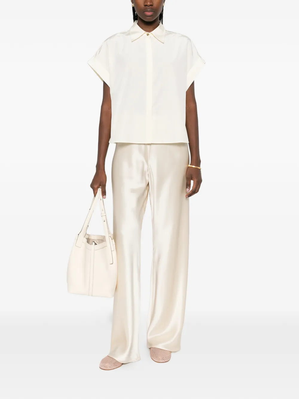 Forte blouse met korte mouwen Beige
