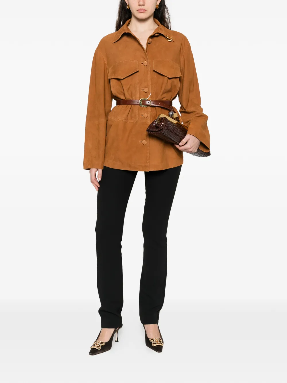 Alberta Ferretti Blouse met klepzak Bruin