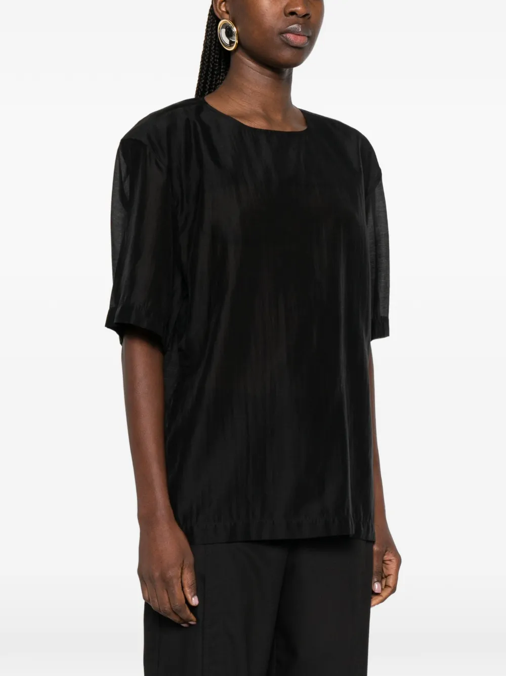  Thelatest Dean Short-sleeve Blouse - Black 