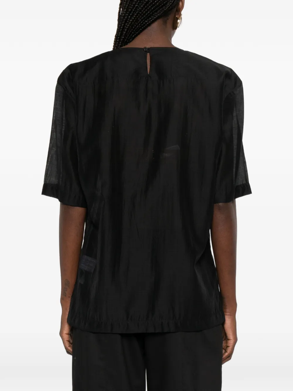 THELATEST Dean blouse met korte mouwen Zwart