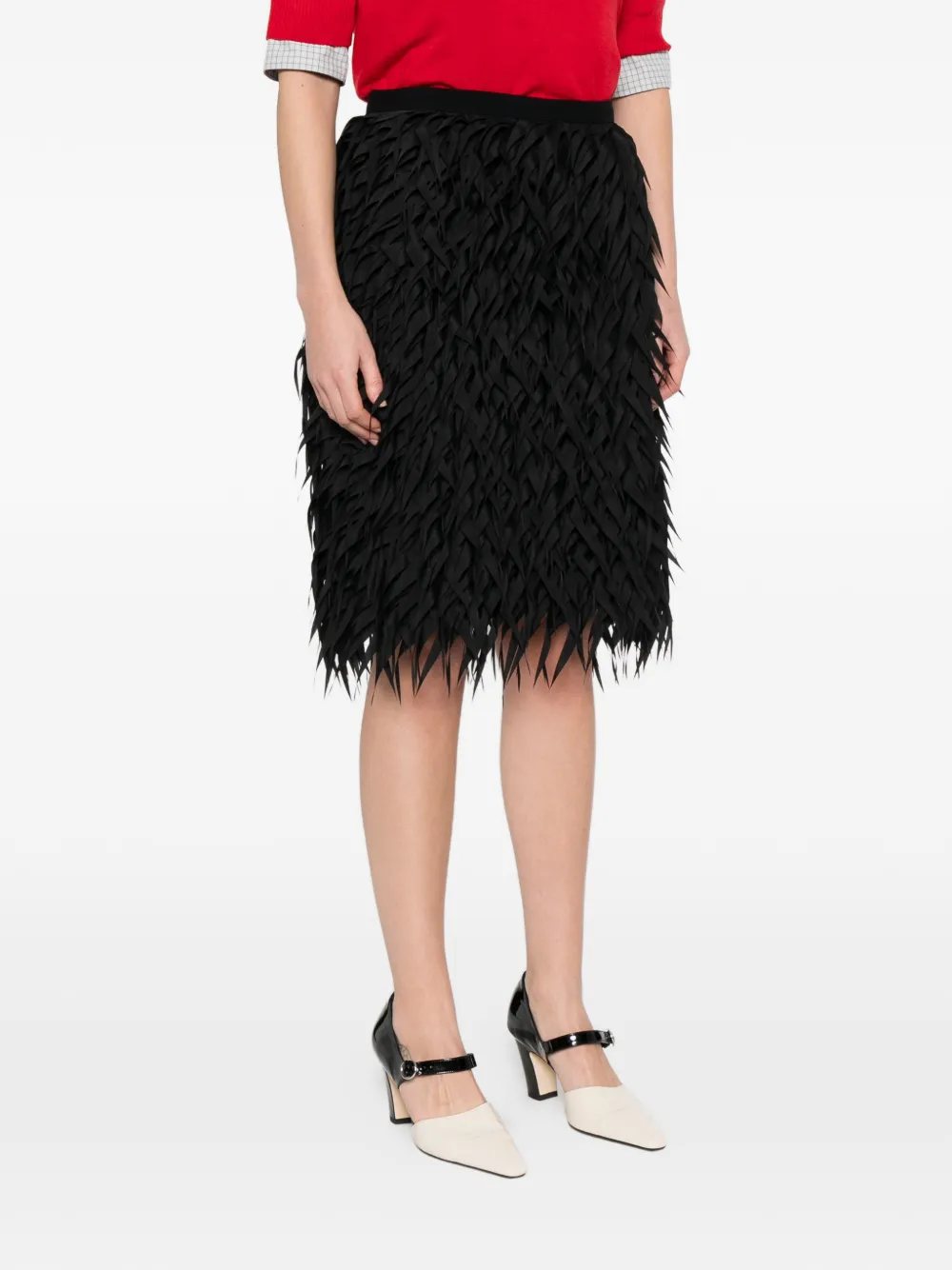  Nº21 Fringe-embellished Midi Skirt - Black 