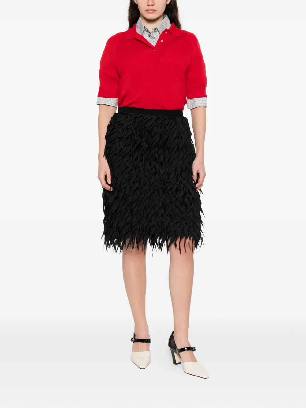  Nº21 Fringe-embellished Midi Skirt - Black 