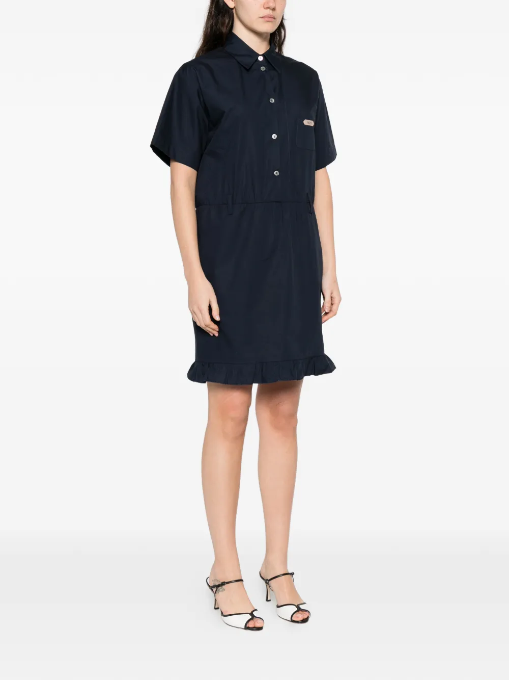  Nº21 Ruffle-trim Short-sleeve Dress - Blue 