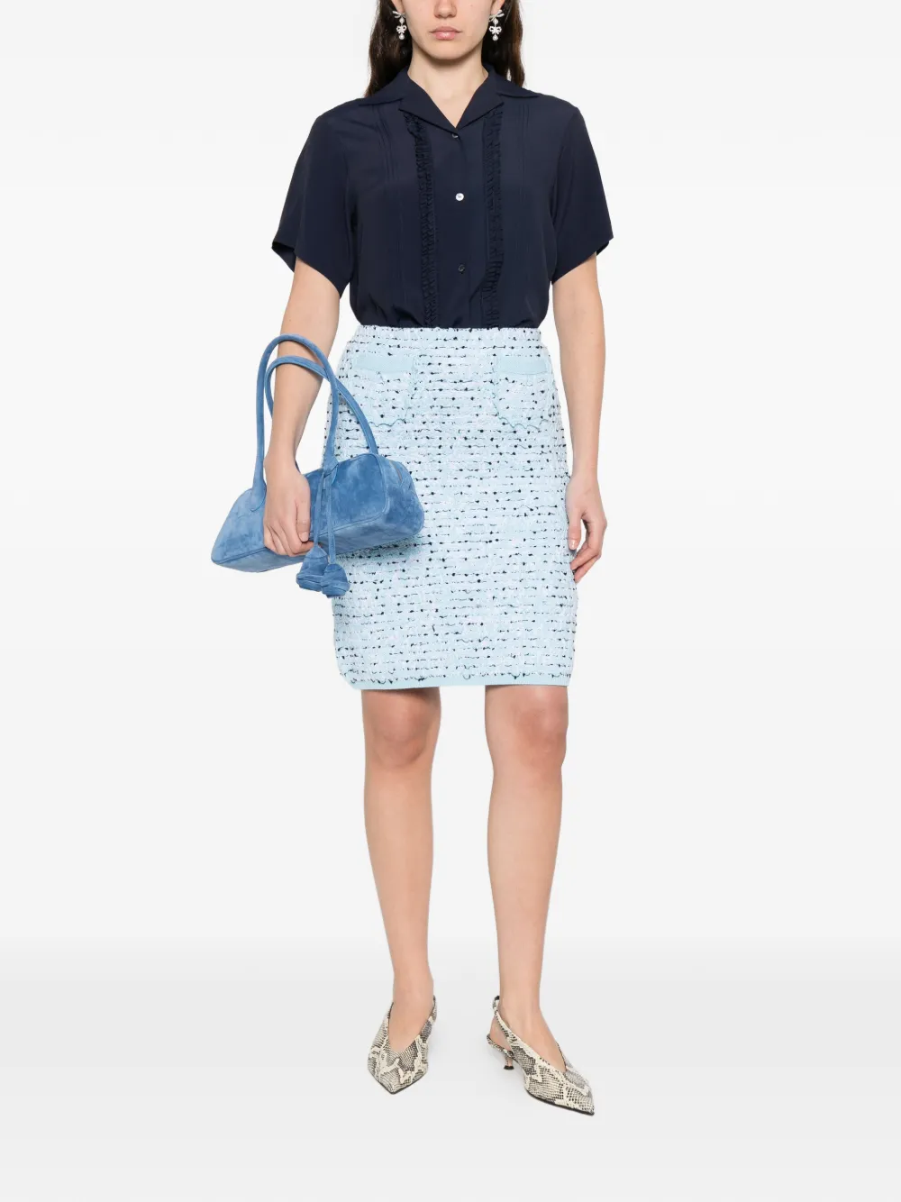  Nº21 Elasticated-hem Skirt - Blue 