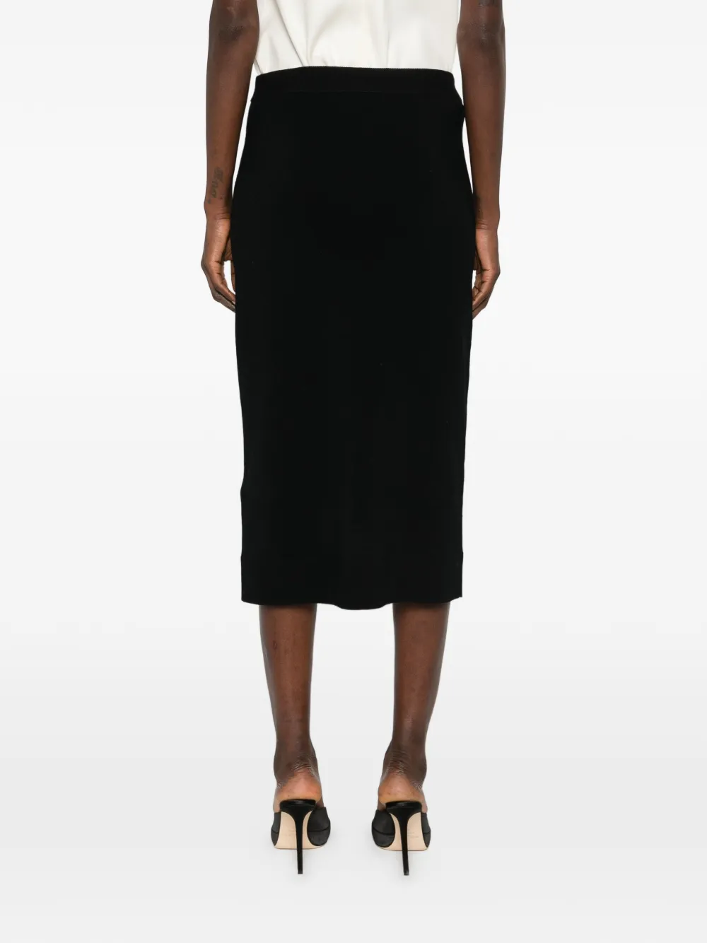 button-detail midi skirt