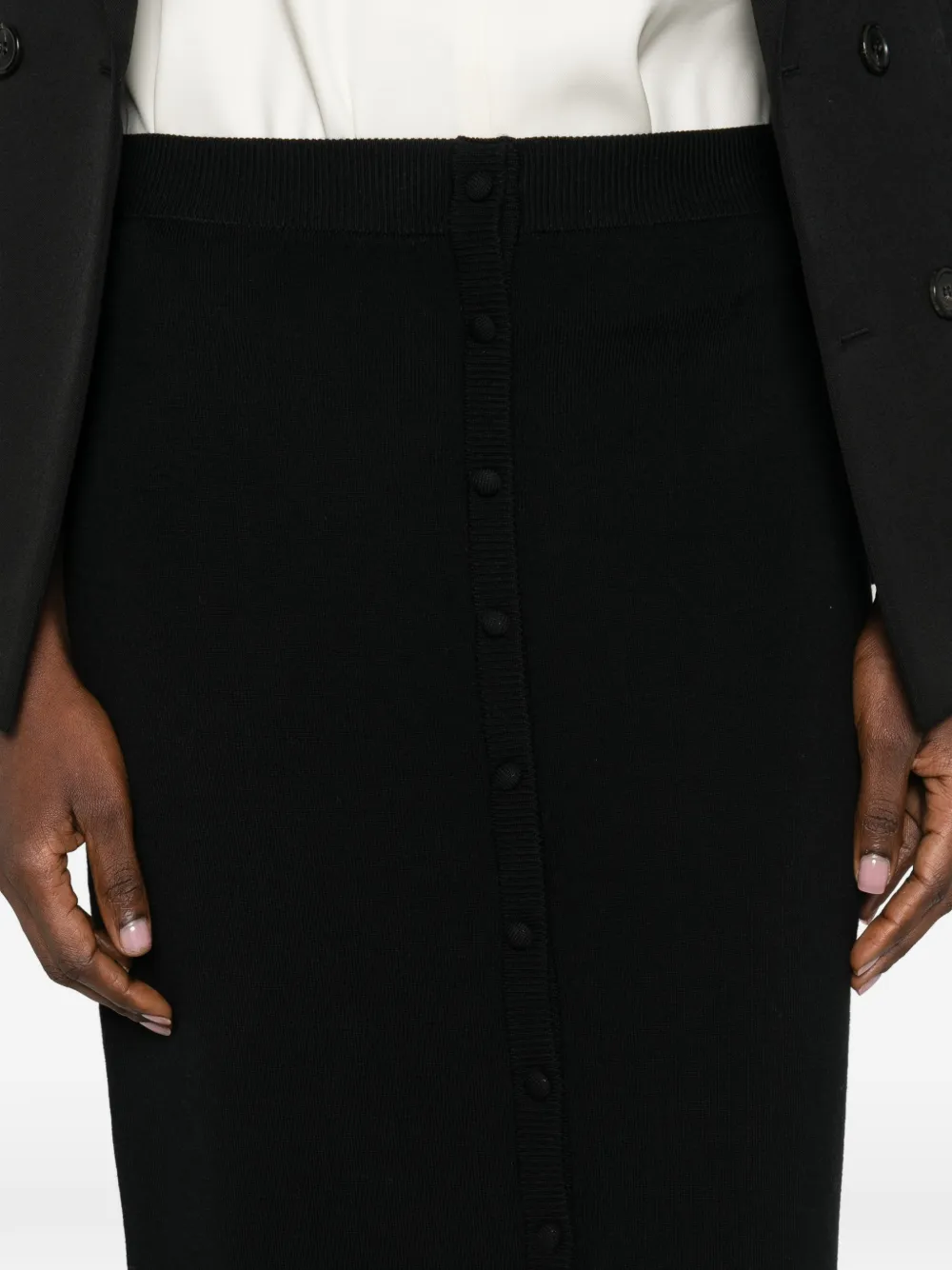button-detail midi skirt