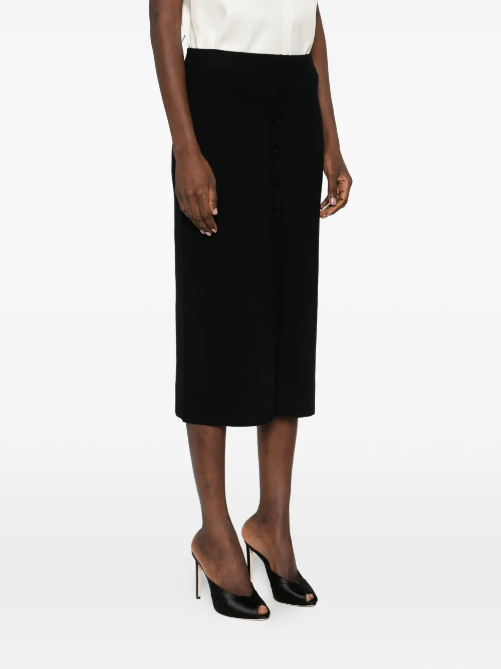  Victoria Beckham Button-detail Midi Skirt - Black 