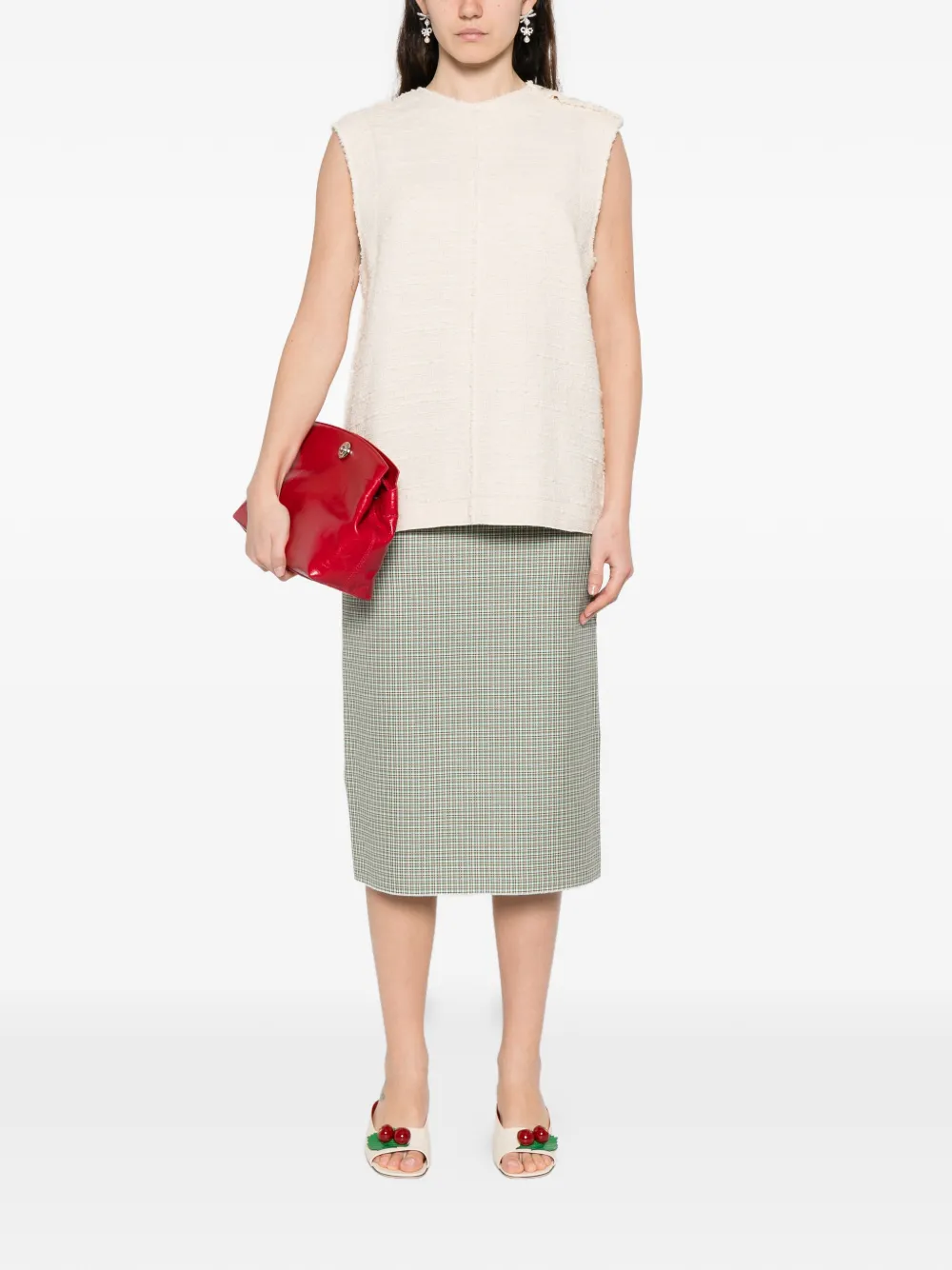  Nº21 Buttoned Sleeveless Blouse - Neutrals 