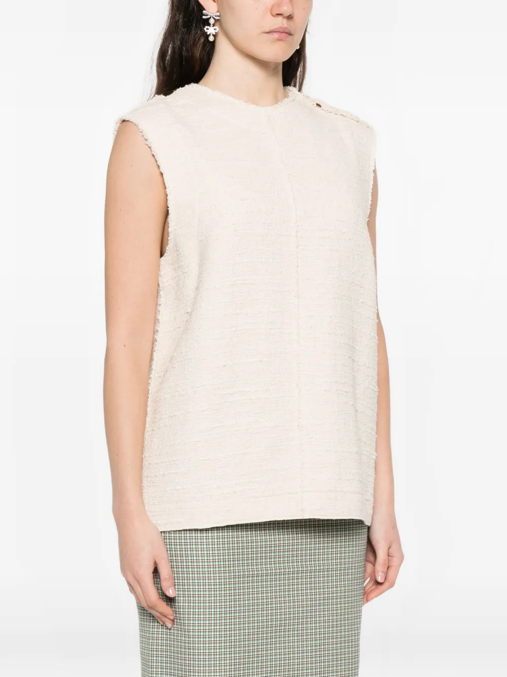  Nº21 Buttoned Sleeveless Blouse - Neutrals 