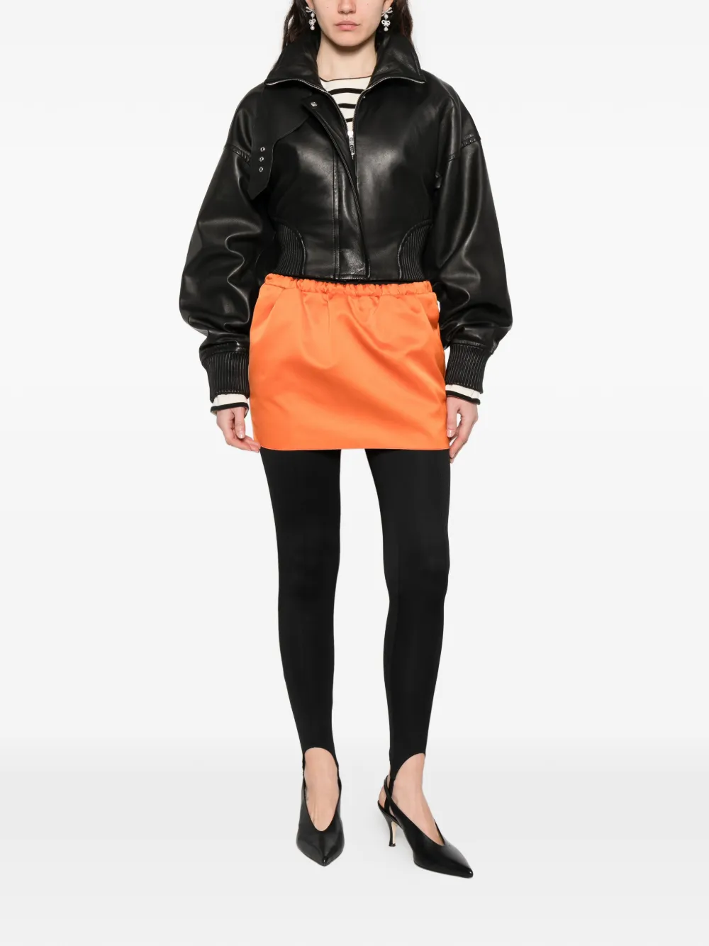  Nº21 Elasticated Woven Mini Skirt - Orange 