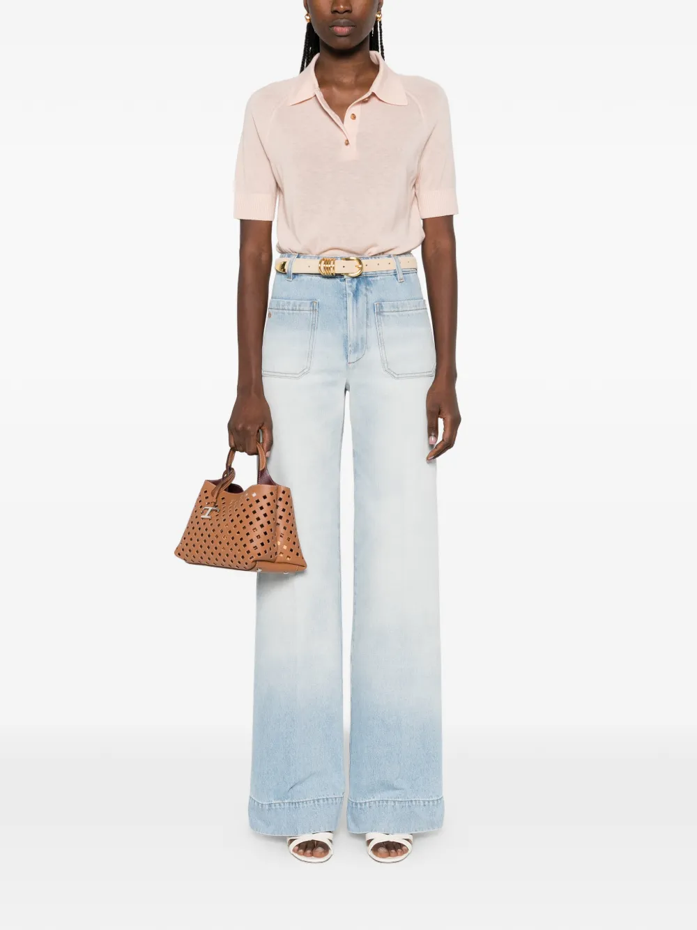  Victoria Beckham Buttoned Polo Top - Pink 