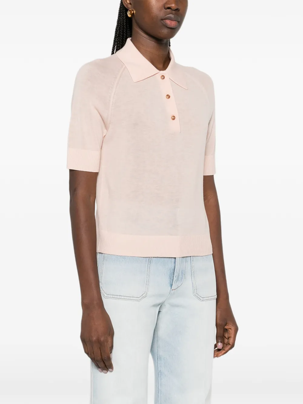  Victoria Beckham Buttoned Polo Top - Pink 