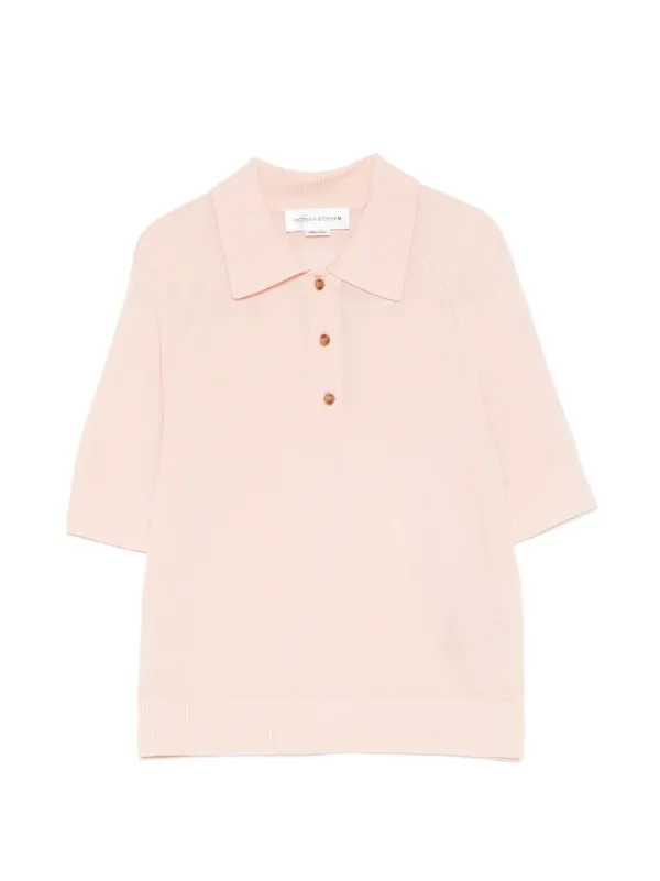 Victoria Beckham Buttoned Polo Top in Pink