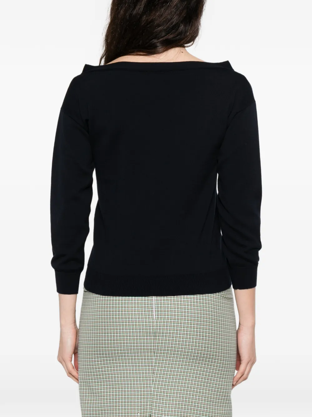 Brooch-Detail Round-Neck Cardigan