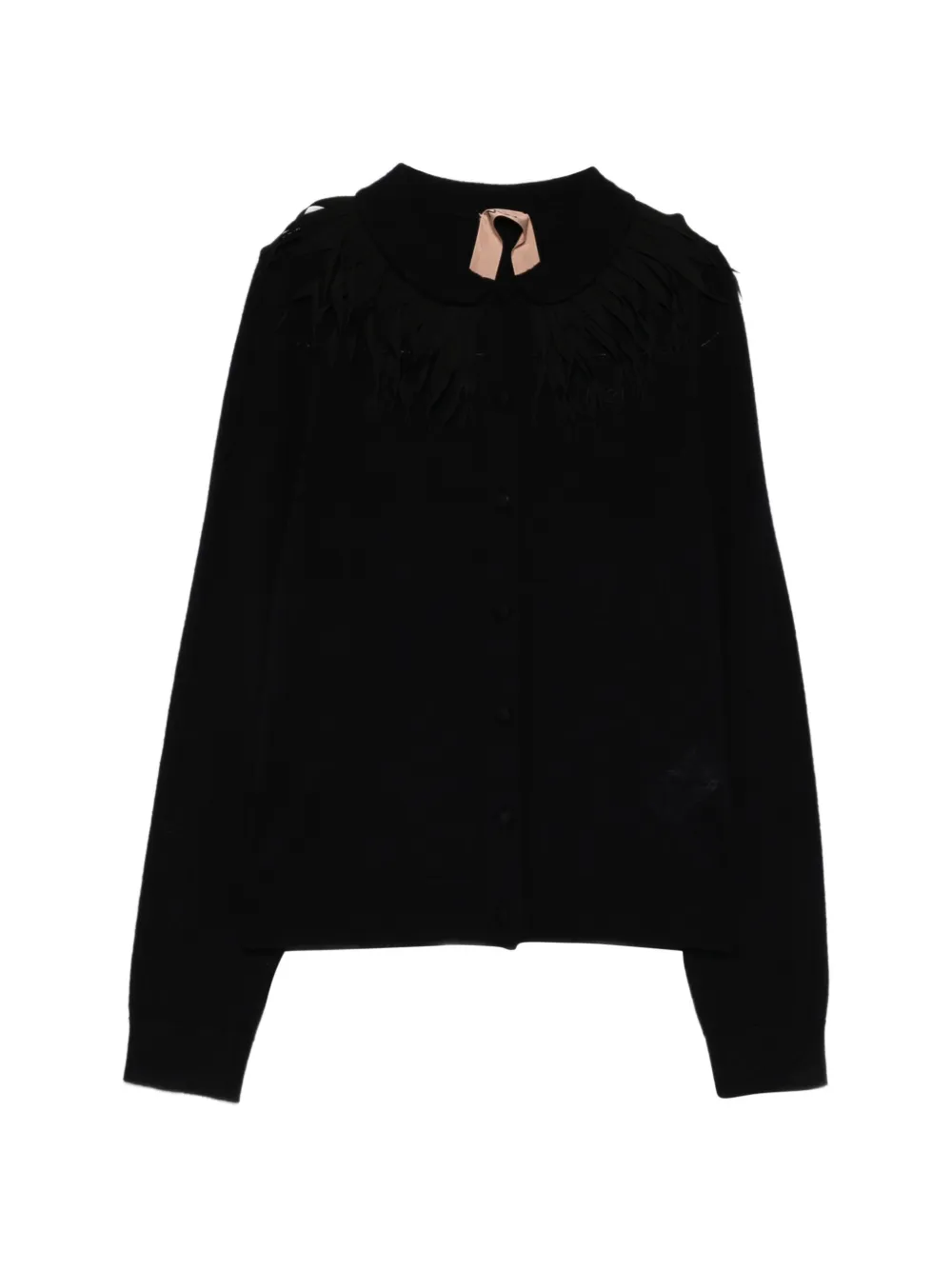 Nº21 brooch-detail round-neck cardigan - Blu