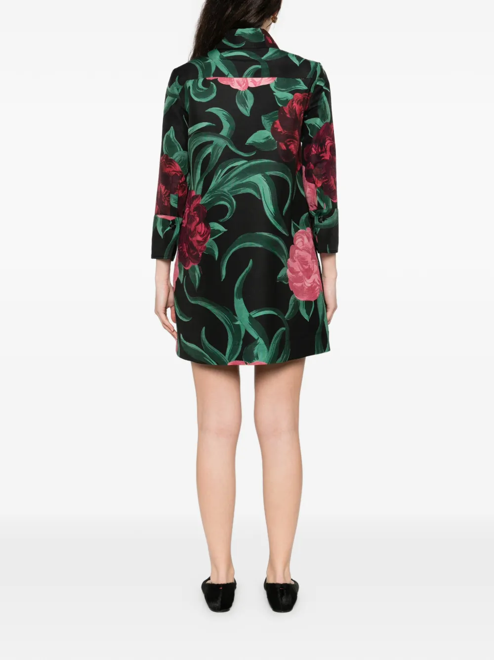 La DoubleJ Mnii-jurk met bloemenprint Zwart