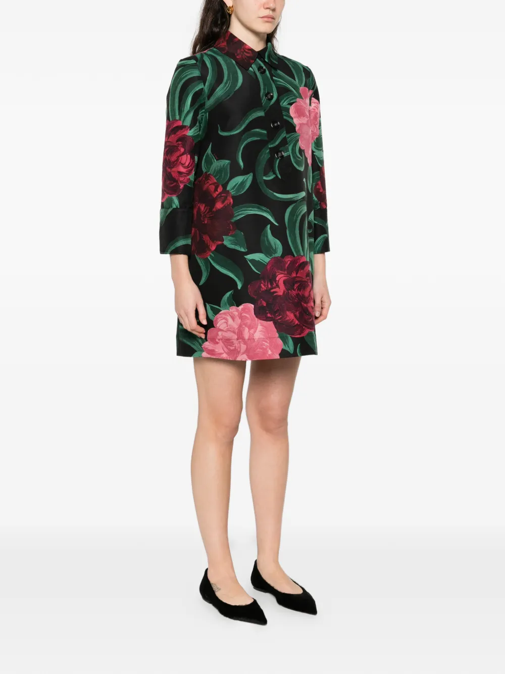 La DoubleJ Mnii-jurk met bloemenprint Zwart
