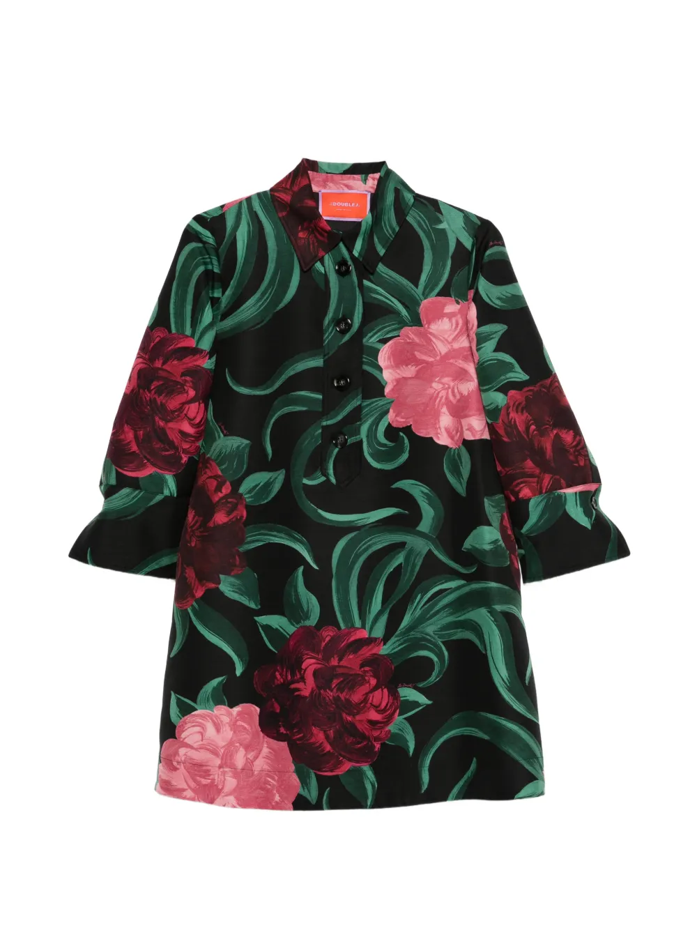 La DoubleJ floral-pattern mini dress - Nero