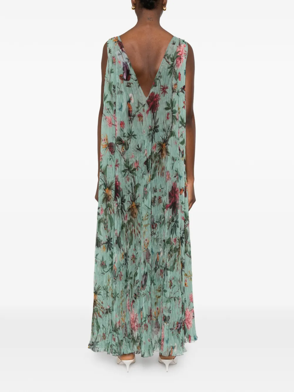 La DoubleJ Twirling maxi-jurk met bloemenprint en V-hals Groen