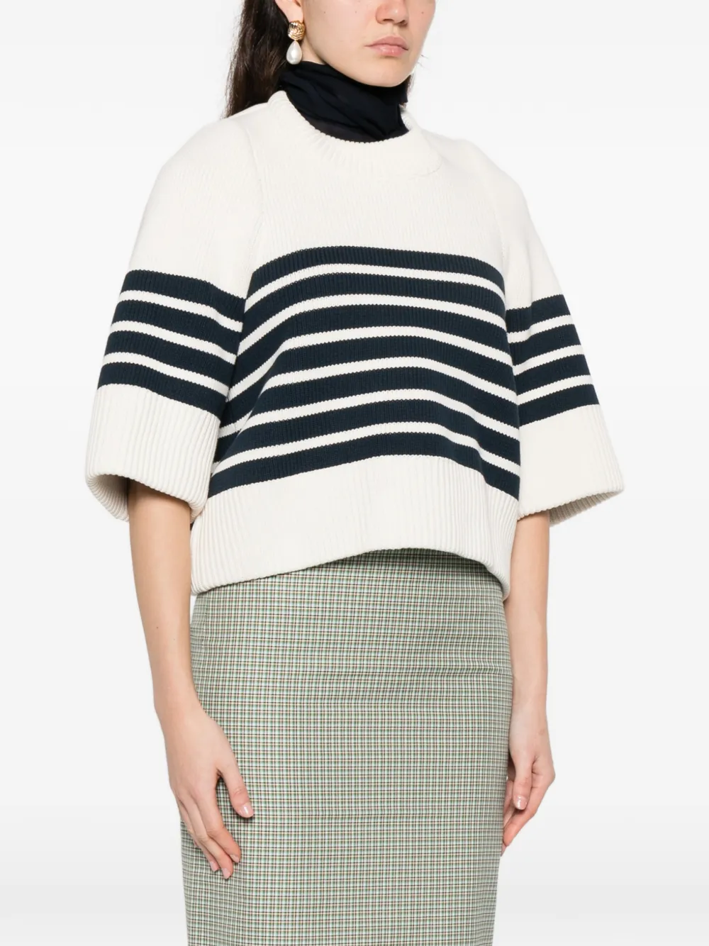  Nº21 Pull à Rayures - Blanc 