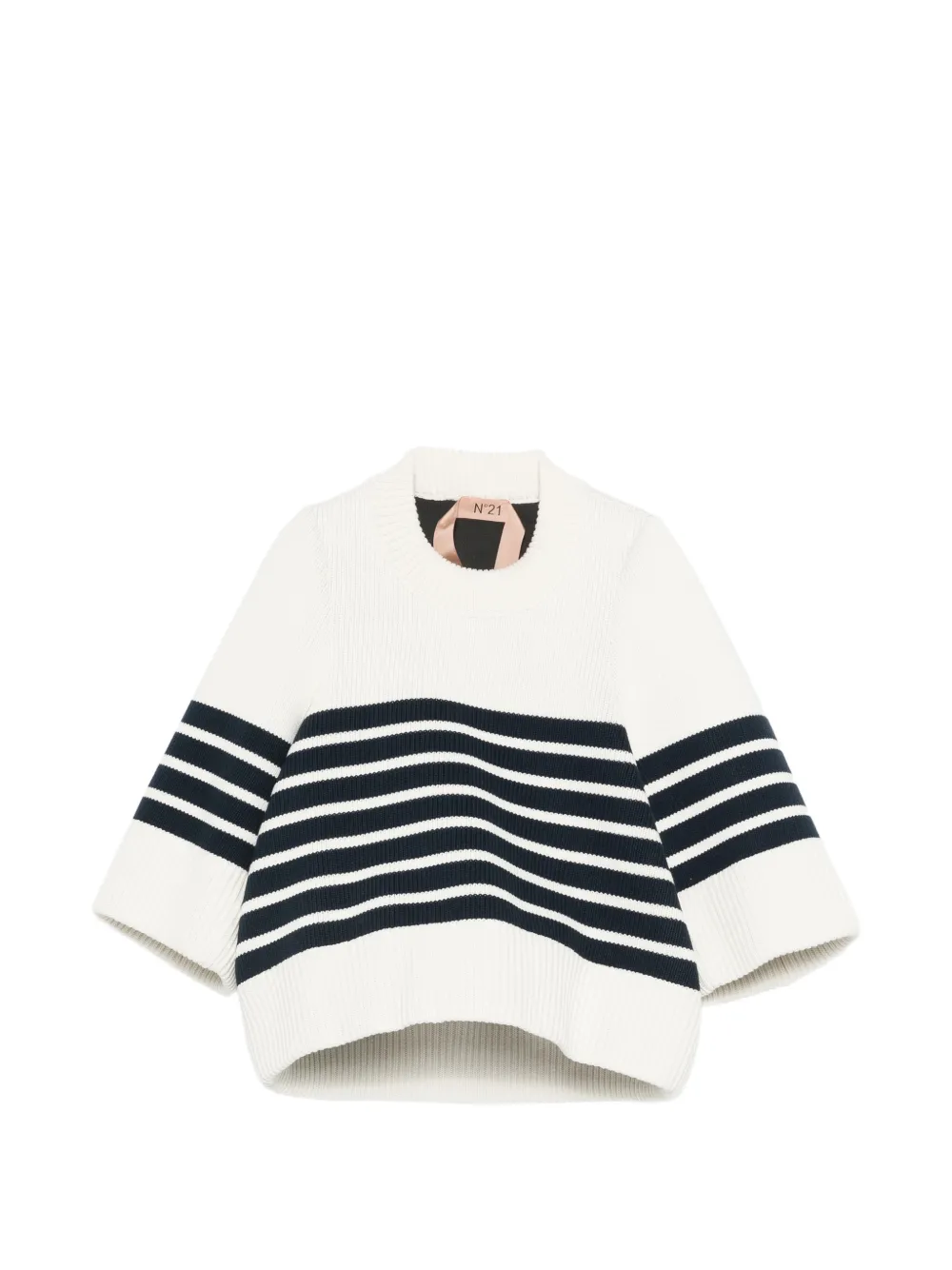 Nº21 striped-pattern sweater - Bianco