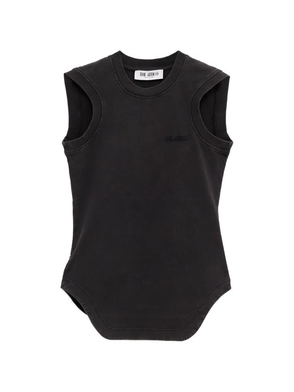 The Attico logo-embroidered top - Nero