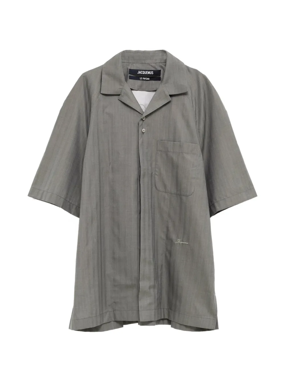 Jacquemus striped embroidered shirt - Grigio