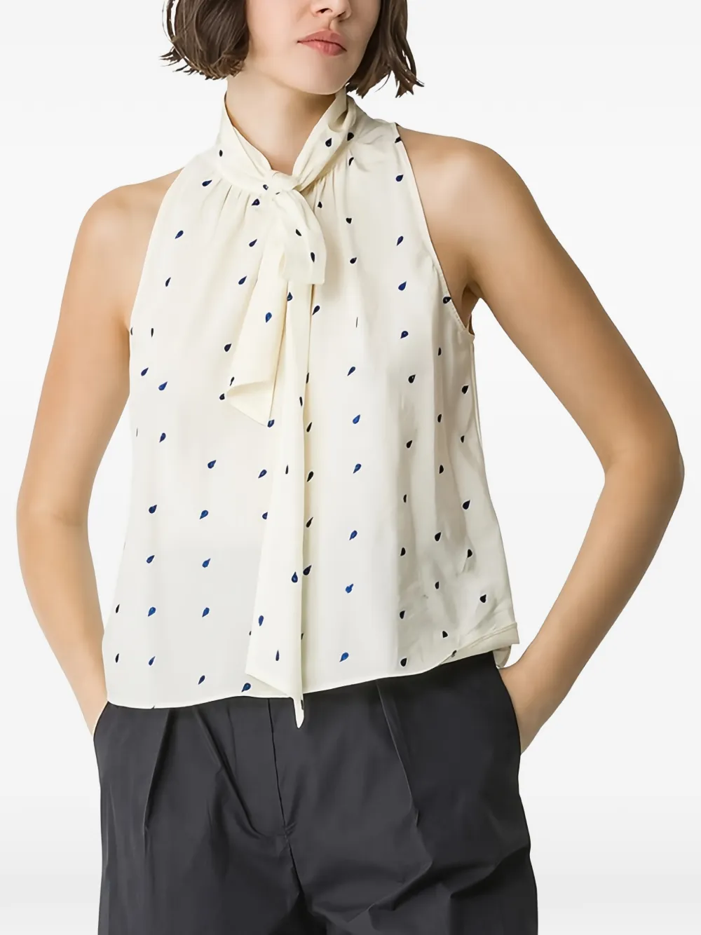 Forte Top met gestrikt detail en druppel-print Beige