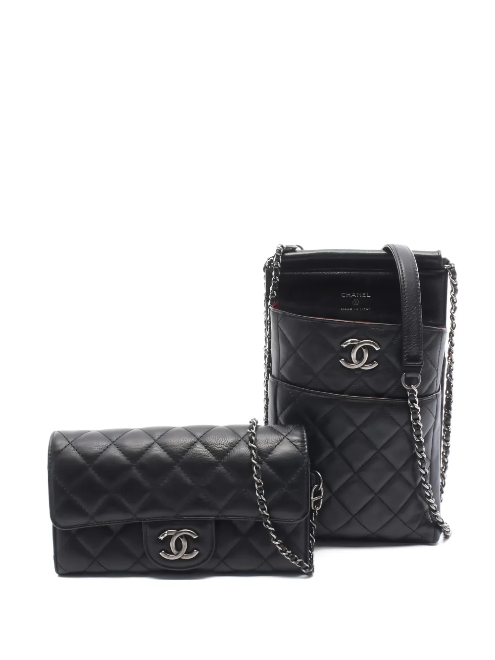 CHANEL Pre-Owned 2015-2015 CC Waiter matelassé chain shoulder bag - Nero