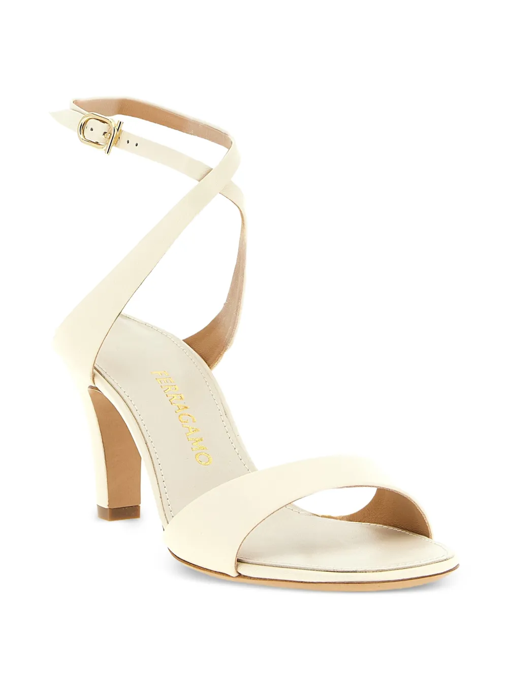 Ferragamo Sandalen met vierkante neus en enkelbandje Beige