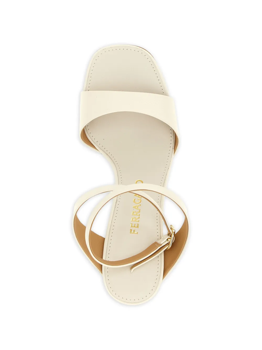 Ferragamo Sandalen met vierkante neus en enkelbandje Beige