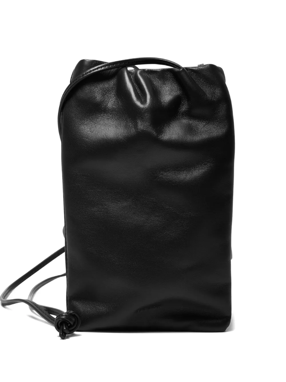 The Row logo-debossed leather crossbody bag - Nero