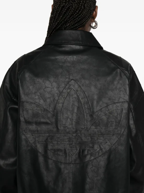 Adidas Santiago Pleather ジップアップ バイカージャケット