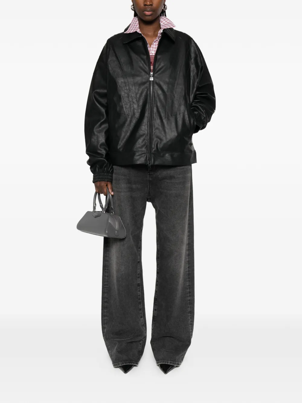 Adidas Santiago Pleather ジップアップ バイカージャケット