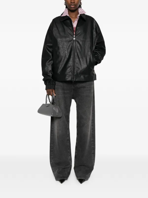 Adidas Santiago Pleather zip-up Biker Jacket | Black | FARFETCH