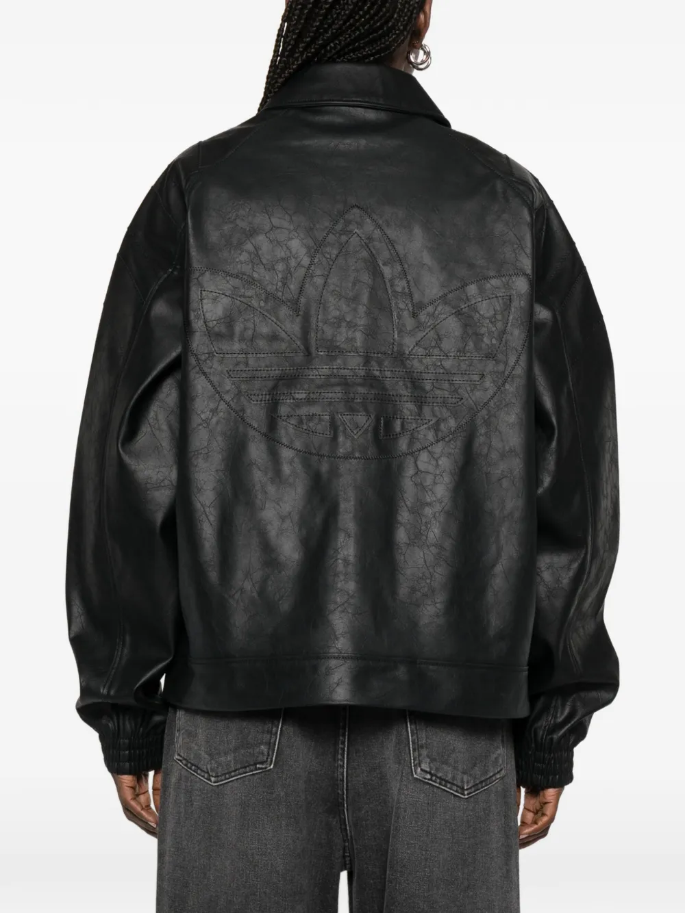 Adidas Santiago Pleather zip-up Biker Jacket | Black | FARFETCH