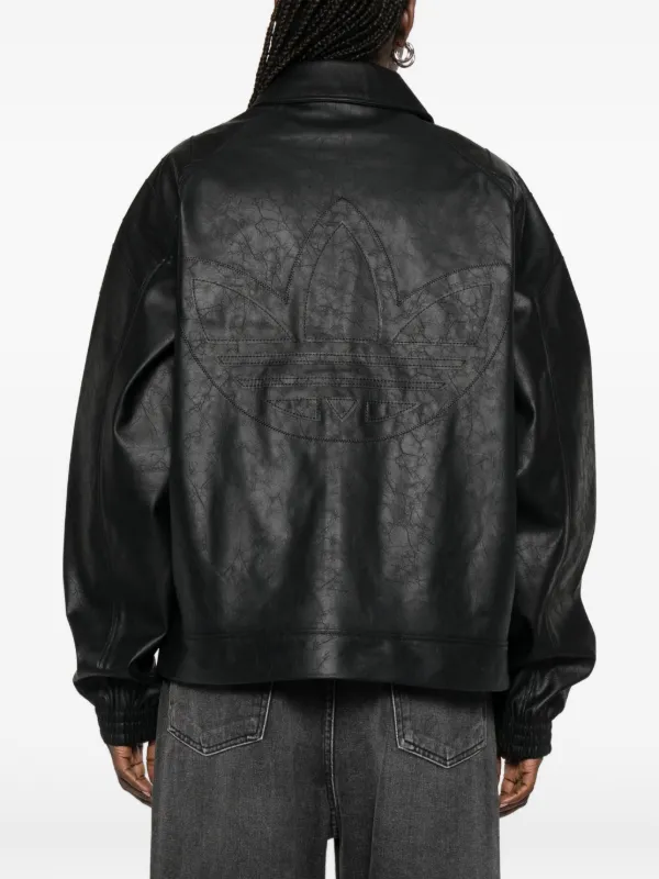 adidas ブラックレザージャケット adidas FAUX LEATHER JACKET ブラック（アディダス ファウ レザー