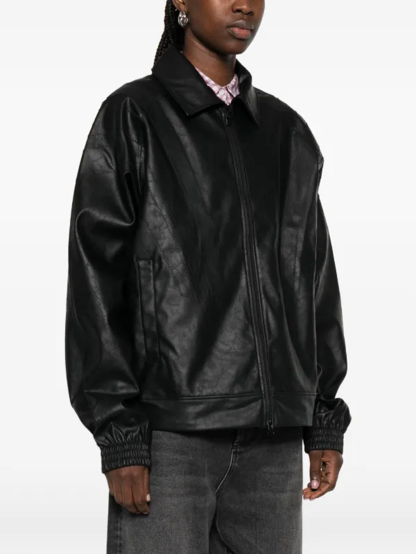 Adidas Santiago Pleather ジップアップ バイカージャケット