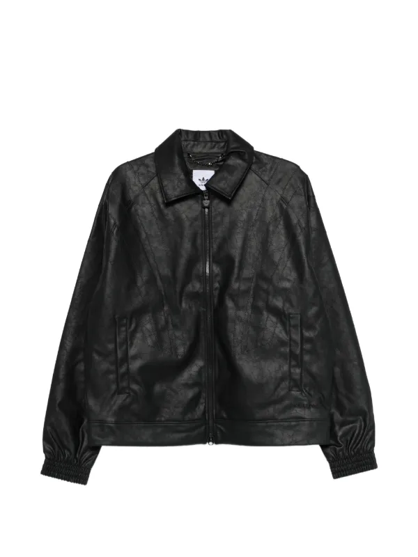 Adidas Santiago Pleather zip-up Biker Jacket | Black | FARFETCH