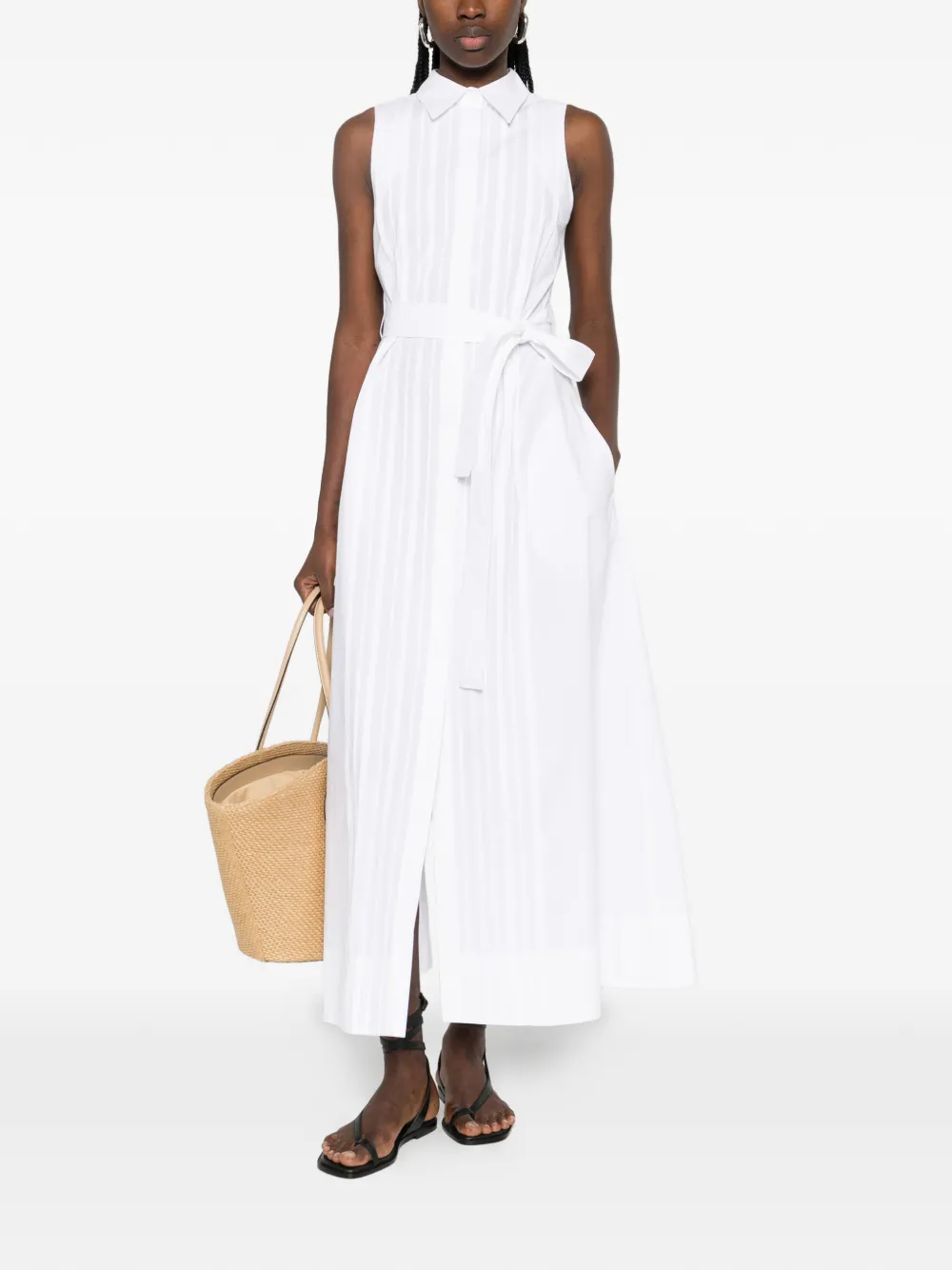 P.A.R.O.S.H. Canyox maxi-blousejurk met ceintuur Wit