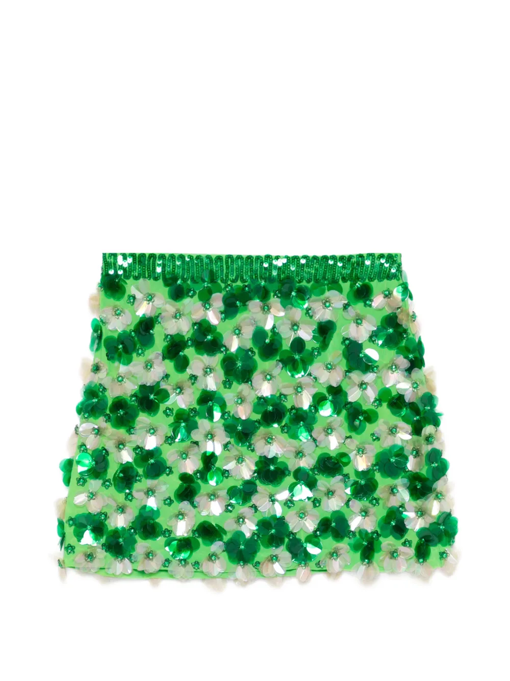 P.A.R.O.S.H. sequin-floral mini skirt - Verde
