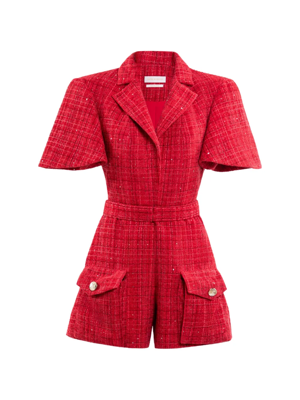 Saiid Kobeisy tweed belted jumpsuit - Rosso