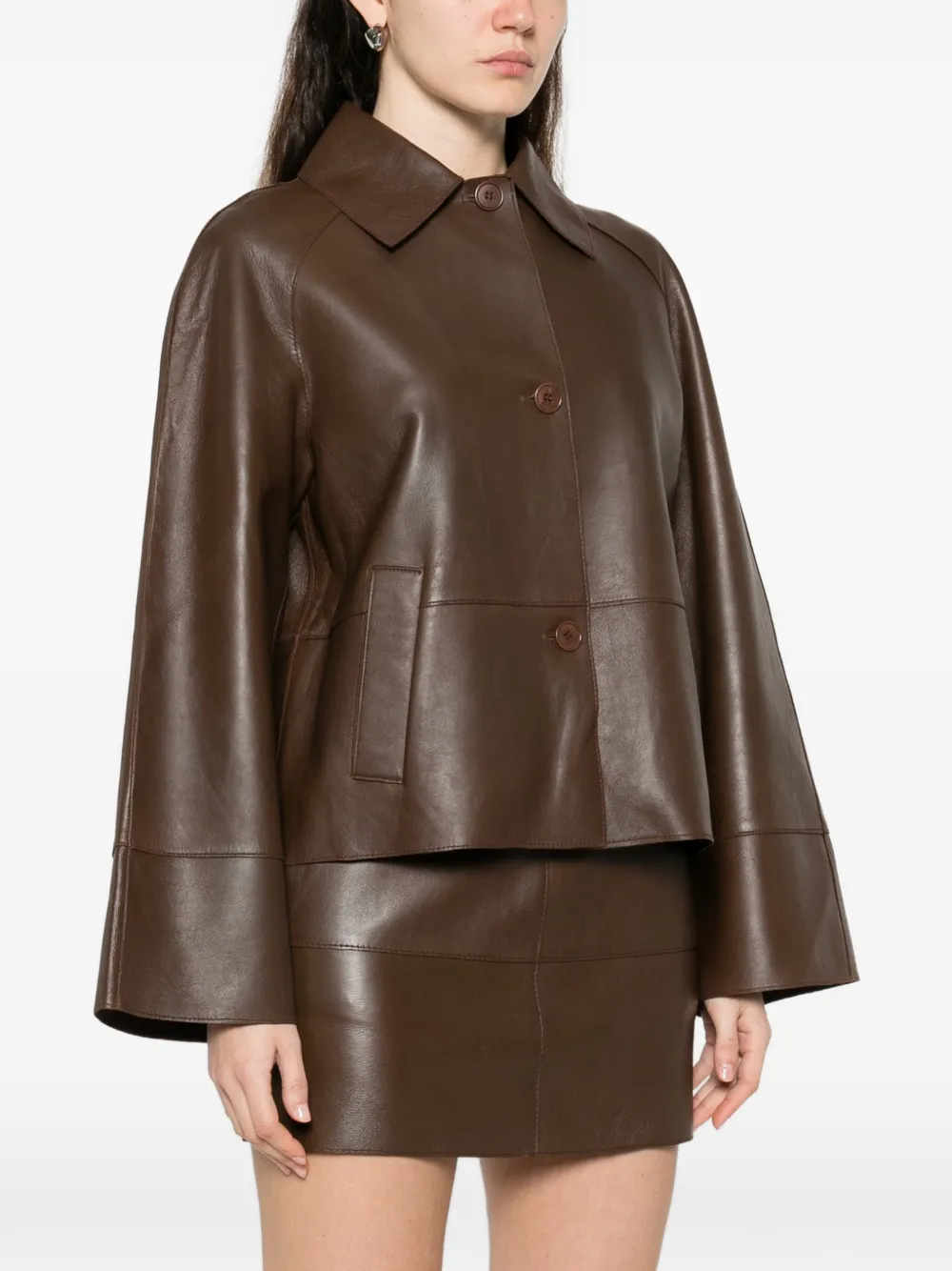 buttoned leather jacket