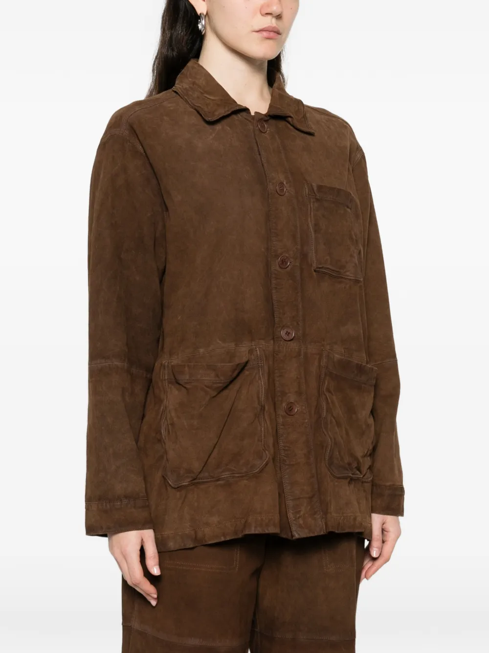  P.a.r.o.s.h. Long-sleeve Suede Jacket - Brown 